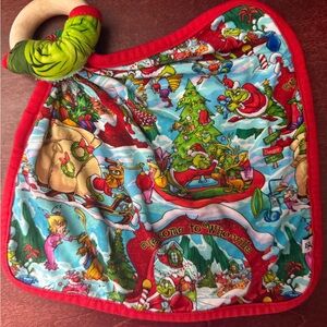 Bamboo Necessities NWOT Dr. Seuss Grinch Baby Blanket with Wooden Teether